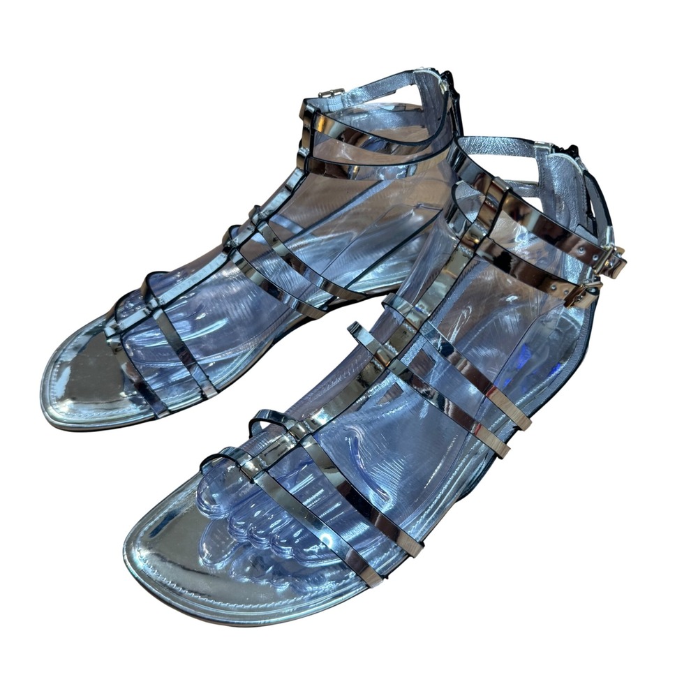 Tory Burch Women's Capri Gladiator Metallic Silver Sandals Size 9M